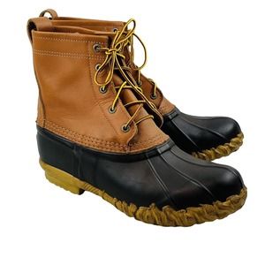 Mens 10 Cabela's Rubber Duck Boots Brown Leather High Top Lace Up Steel‎ Shank